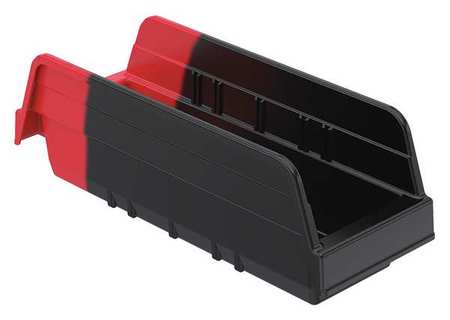 Akro-Mils 10 lb Shelf Storage Bin, Plastic, 4 1/4 in W, 4 in H, Black/Red, 11 5/8 in L 36442BLKRED