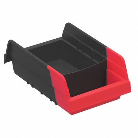 Akro-Mils 15 lb Shelf Storage Bin, Plastic, 6 3/4 in W, 4 in H, 11 5/8 in L, Black/Red 36462BLKRED