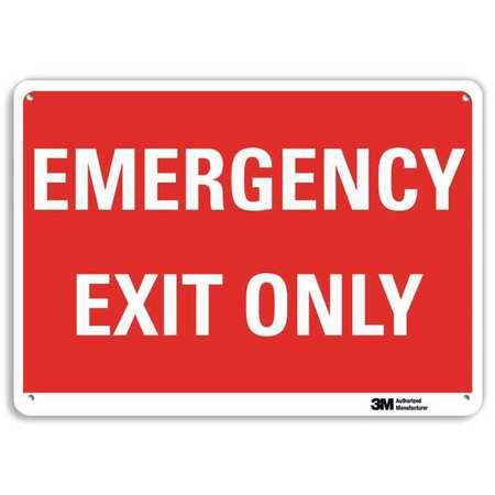 LYLE Emergency Exit Sign, English, 14" W, 10" H, Recycled Aluminum, White U7-1084-RA_14X10