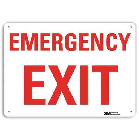 LYLE Emergency Exit Sign, English, 14" W, 10" H, Recycled Aluminum, White U7-1074-RA_14X10