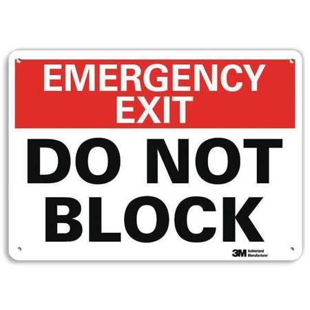 LYLE Emergency Exit Sign, English, 14" W, 10" H, Recycled Aluminum, Red, White U7-1079-RA_14X10