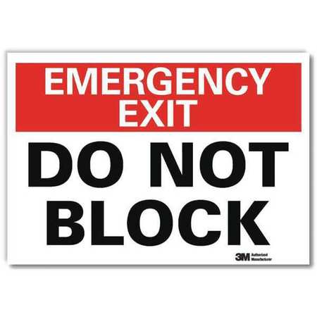 Lyle Emergency Exit Sign, English, 7" W, 5" H, Vinyl, Red, White U7-1079-RD_7X5