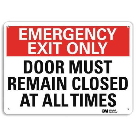 LYLE Emergency Exit Sign, English, 14" W, 10" H, Recycled Aluminum, Red, White U7-1087-RA_14X10