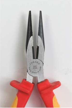 Jonard Tools 6 1/2 in Long Nose Plier, Side Cutter Cushion Grip Handle INP-2065