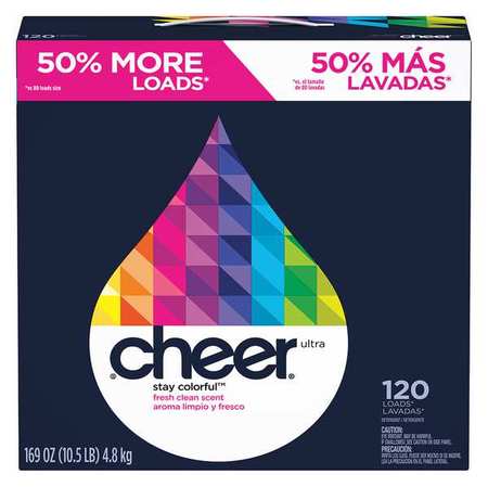 Cheer Laundry Detergent, 169 oz Box, Powder, Unscented, Blue, 2 PK 84929