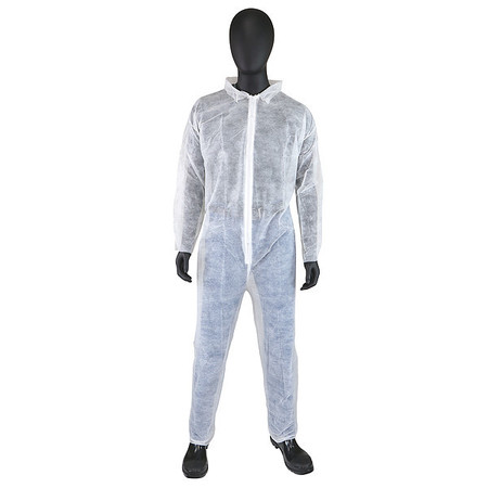 WEST CHESTER PROTECTIVE GEAR Coverall, L, 25 PK, White, Polypropylene, Zipper 3500/L