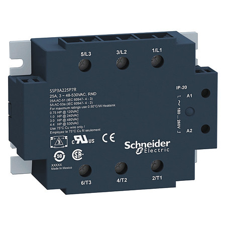 SCHNEIDER ELECTRIC Solid State Relay, 18 to 36VAC, 25A SSP3A225B7