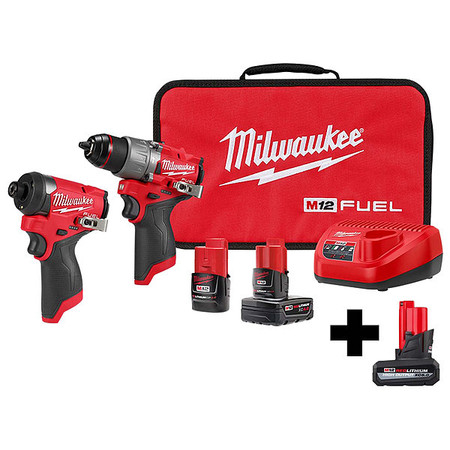 Milwaukee Tool M12 FUEL 2-Tool Kit w M12 5.0 Battery 3497-22, 48-11-2450