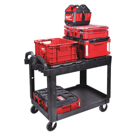 Milwaukee Tool Utility Cart, Ergonomic, 2 Shelves, 500 lb CUSTOM PACKOUT UTILITY 2