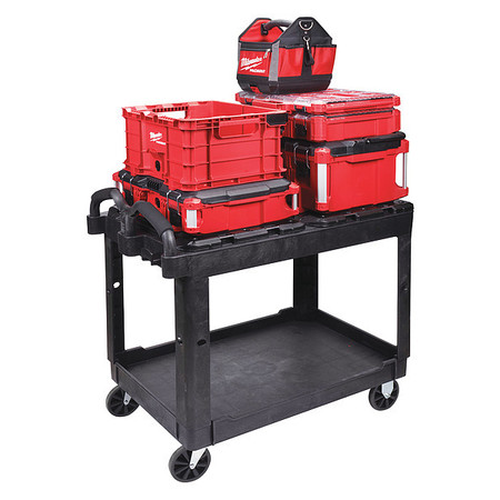 Milwaukee Tool Utility Cart, Ergonomic, 2 Shelves, 500 lb CUSTOM PACKOUT UTILITY 2