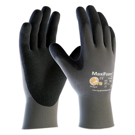 PIP Foam Nitrile Coated Gloves, Palm Coverage, Black/Gray, S, 12PK 34-900/S