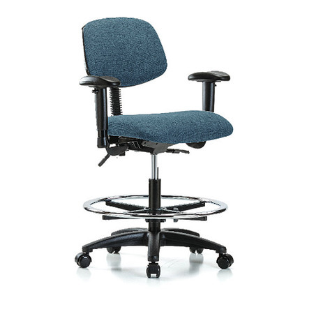 BLUE RIDGE ERGONOMICS Chair, Fabric, Med Bench, AA CF Casters, Blu BR-FMBCH-RG-T0-A1-CF-RC-F43