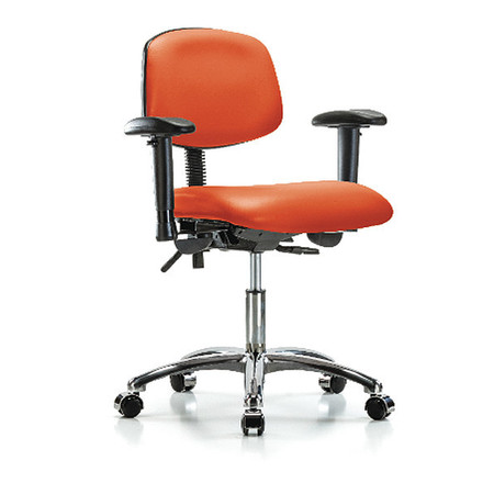 BLUE RIDGE ERGONOMICS Desk Chair, Vinyl, 18" to 23" Height, Adjustable Arms, Orange Kist BR-VDHCH-CR-T0-A1-CC-8613