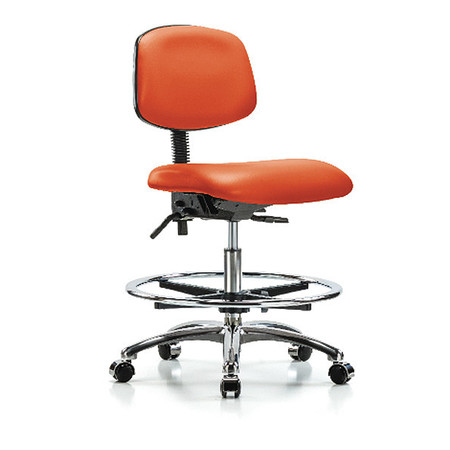 BLUE RIDGE ERGONOMICS Medium Bench Chair, Vinyl, 22" to 29" Height, No Arms, Orange Kist BR-VMBCH-CR-T1-A0-CF-CC-8613