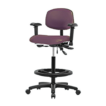 BLUE RIDGE ERGONOMICS Chair, Poly, Hi Bench, Tilt CF Glides BR-VHBCH-RG-T1-A1-BF-RC-8577