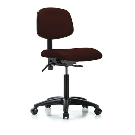 BLUE RIDGE ERGONOMICS Chair, Vinyl, Med Bench, Tilt Casters, Burg BR-VMBCH-RG-T1-A0-NF-RC-8569