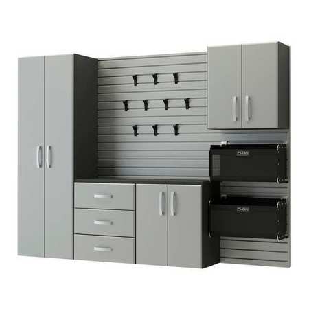 FLOW WALL Cabinet Set, Charcoal, Nylon, Silver FCS-9612-6S-5S2