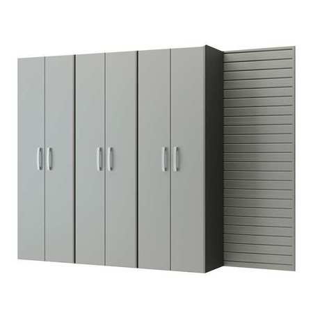 FLOW WALL Cabinet Set, Charcoal, Silver FCS-9612-6S-3S