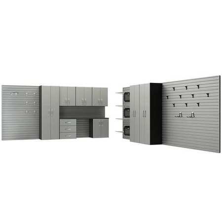 FLOW WALL Garage Cabinet System, Nylon, Silver FCS-24012-24S-6S3