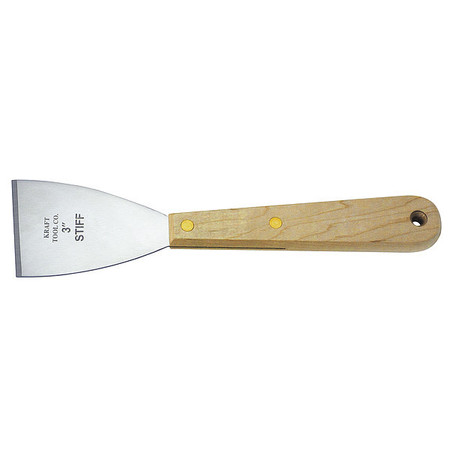 KRAFT TOOL Scraper, Stiff, 3", SS, Blade Type: Beveled DW034