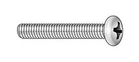 Zoro Select 1/4"-20 x 1 in Phillips Round Machine Screw, Zinc Plated Steel, 100 PK U24211.025.0100