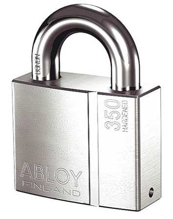 Abloy Padlock, Keyed Different, Standard Shackle, Rectangular Brass Body, Hardened Steel Shackle PL350/25B-KD