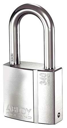 Abloy Padlock, Keyed Different, Long Shackle, Rectangular Brass Body, Hardened Steel Shackle, 1 3/32 in W PL340/50B-KD