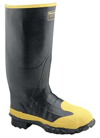 LACROSSE Size 11 Men's Steel Rubber Boot, Black 228260
