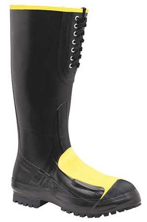 LACROSSE Size 10 Men's Steel Rubber Boot, Black 228050