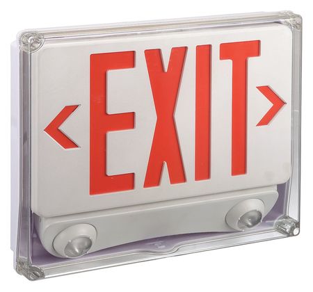 LUMAPRO LUMAPRO ABS LED Exit Sign with Emergency Light, Width: 12 1/4 in 35GW99