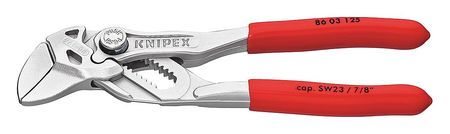 KNIPEX 5 in Knipex Cobra Straight Jaw Plier Wrench Smooth, Plastic Grip 86 03 125