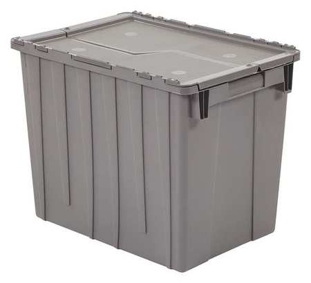 Orbis Gray Attached Lid Container, Plastic, Metal Hinge, 16.45 gal Volume Capacity FP22 GRAY