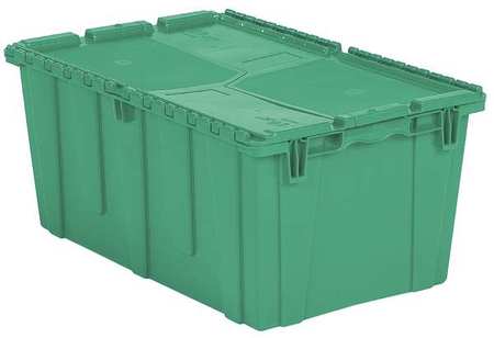 Orbis Green Attached Lid Container, Plastic, 17.2 gal Volume Capacity FP243 GREEN