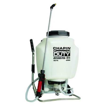 CHAPIN 4 gal. Self-Cleaning Sprayer, Polyethylene Tank, Cone, Fan Spray Pattern, 48" Hose Length 63900