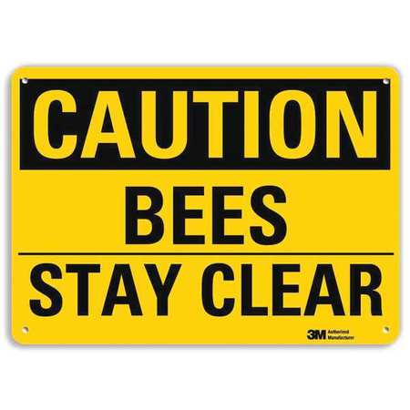 LYLE Safety Sign, Bees Stay Clear, 10in.H U4-1080-RA_14X10