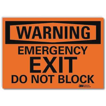 LYLE Emergency Exit Sign, English, 7" W, 5" H, Vinyl U6-1078-RD_7X5