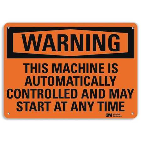 LYLE Warning Sign, Controlled Machine, 7 in. H, U6-1249-RA_10X7 U6-1249-RA_10X7