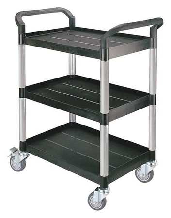 ZORO SELECT Dual-Handle Utility Cart with Lipped Plastic Shelves, (2) Raised, 3 Shelves, 300 lb 35KT25