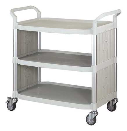 Zoro Select Enclosed Service Cart, Fiber Glass/Polypropylene, 3 Shelves, 400 lb 35KT29