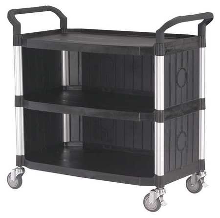 ZORO SELECT Fiber Glass/Polypropylene Enclosed Service Cart, 3 Shelves, 400 lb 35KT30