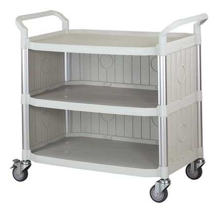 Zoro Select Enclosed Service Cart, Fiber Glass/Polypropylene, 3 Shelves, 400 lb 35KT31