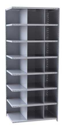 HALLOWELL Steel Add-On Pigeonhole Bin Unit, 18 in D x 87 in H x 36 in W, 8 Shelves, Gray A5526-18HG