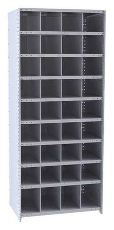HALLOWELL Steel Starter Pigeonhole Bin Unit, 24 in D x 87 in H x 36 in W, 10 Shelves, Gray 5527-24HG