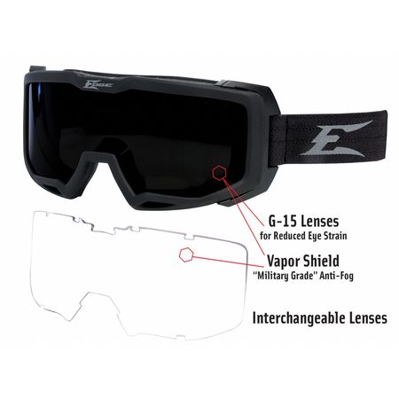 Edge Eyewear Impact Resistant Safety Goggles, Clear Anti-Fog, Scratch-Resistant Lens, Batian Series HB111