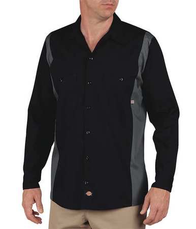 DICKIES Work Shirt, Long Sleeve, Blk Charcoal, 2XL 5524BC RG 2XL