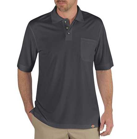 DICKIES T-Shirt, Mens, S, 10-3/4inSleeve L, Charcoal LS44CH RG S