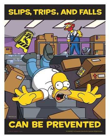 Safetyposter.Com Simpsons Safety Poster, Slips Trips, ENG S1134 | Zoro