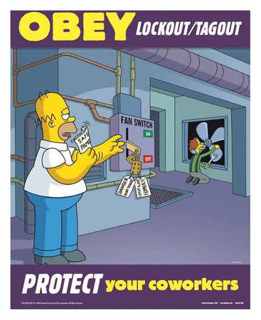 Safetyposter.Com Simpsons Safety Poster, Obey Lockout, ENG S1111