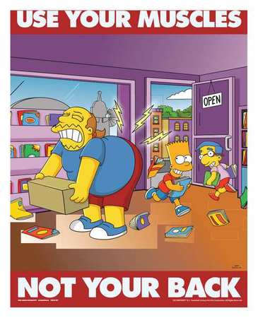 Safetyposter.Com Simpsons Safety Pstr, Use Your Muscles, EN S1123 | Zoro