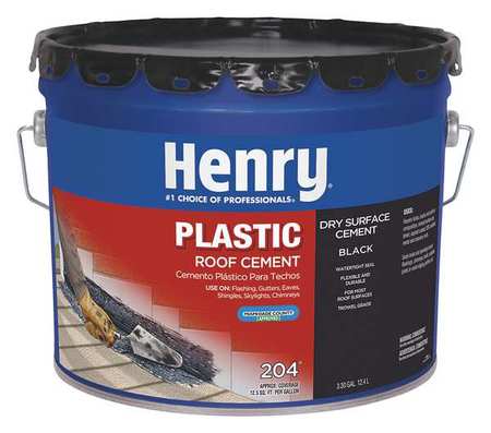 Henry Plastic Roof Cement, 3.5 gal, Pail, Black HE204061
